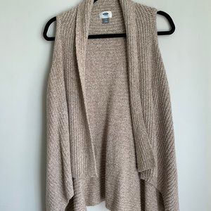 Old Navy Beige Wool Sleeveless Open Front Cardigan